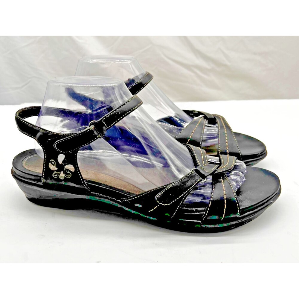 Dansko Sandals Ankle Strap Strappy Black Leather Open Toe Heel Size 41 - US 10.5